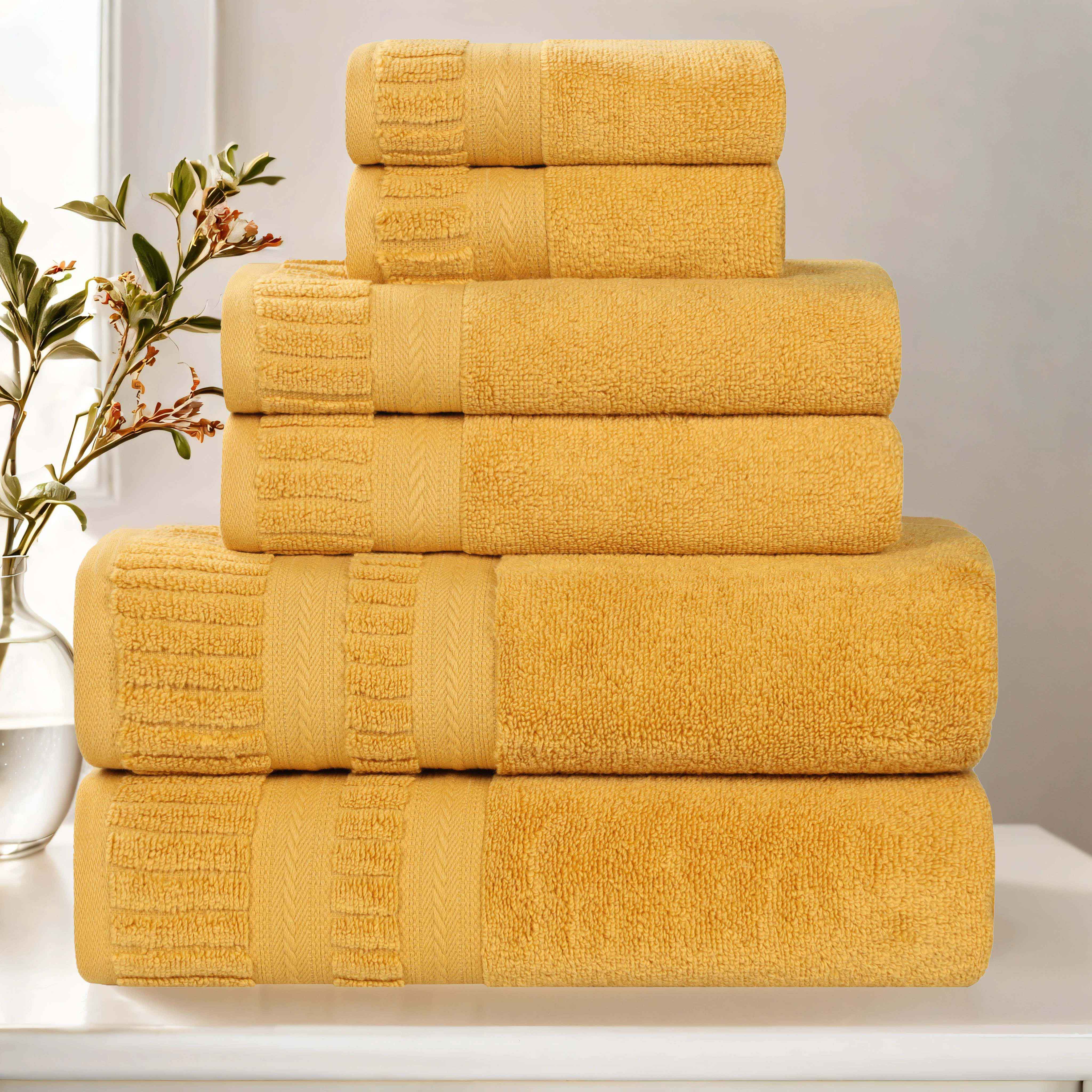 Venice Zero Twist Cotton 6-Piece Towel Set - Medium Weight, Highly Absorbent Bath Towels for Spa, Gym & Home Use
