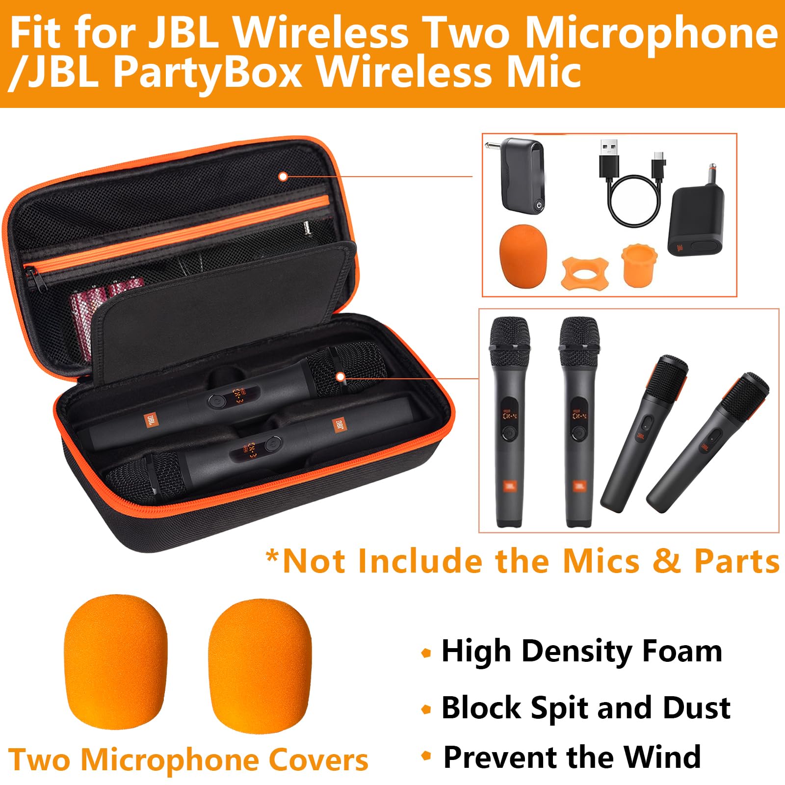 JBL Wireless Microphone Case - Durable Travel Bag for JBL Wireless Two Mic System, Receiver, Adapter & AA Batteries - Perfect for Karaoke, Singing & Party Box Events (Black, Box Only)