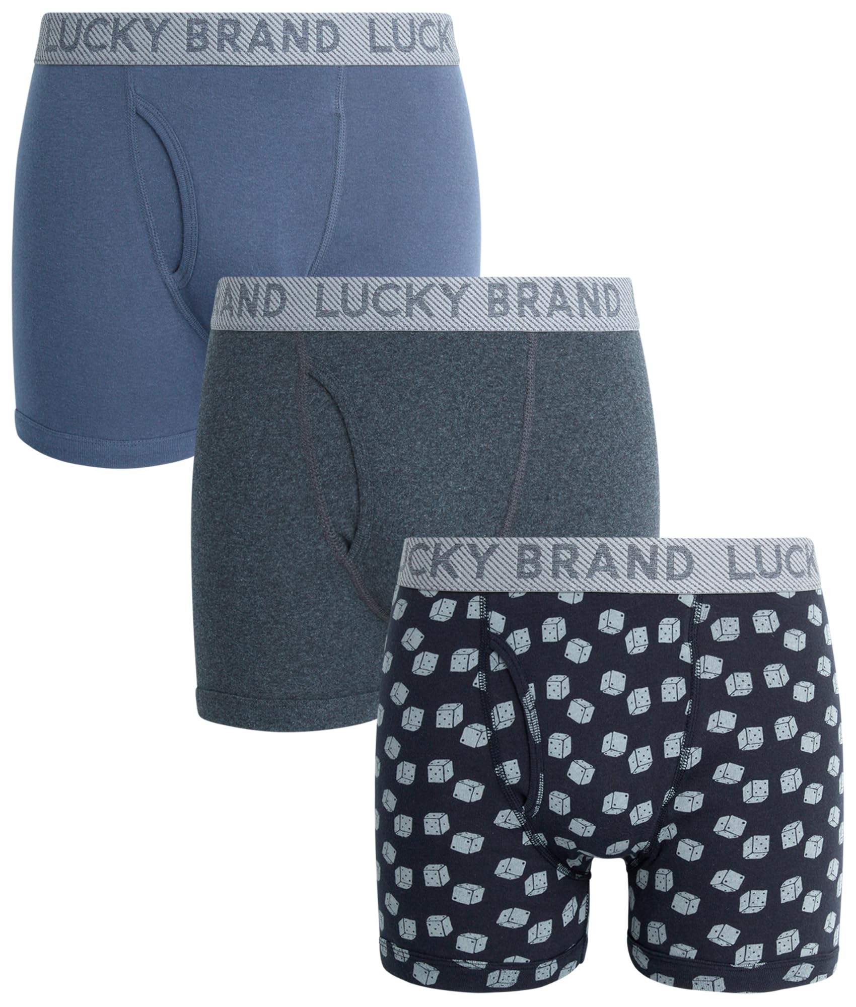 Lucky Brand Men's Boxer Briefs 3-Pack - Classic Cotton Underwear with Functional Fly for Comfort & Support - S-XXL - Perfect for Daily Wear, Workout & Lounge