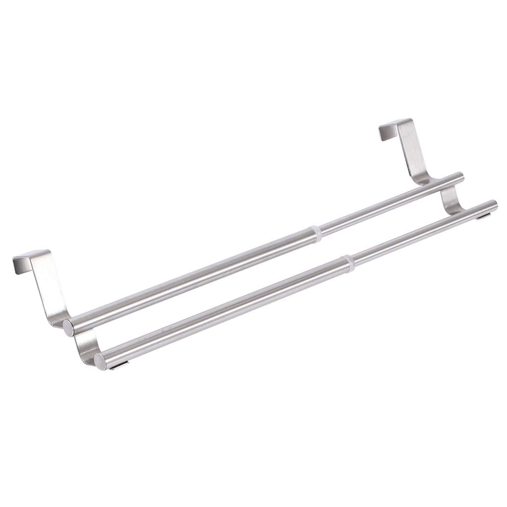 Adjustable Over Door Towel Rack - Modern Double Towel Bar Holder for Bathroom & Kitchen - Wall Mounted or Cabinet Shelf - Easy Installation - Perfect for Small Spaces & Organization