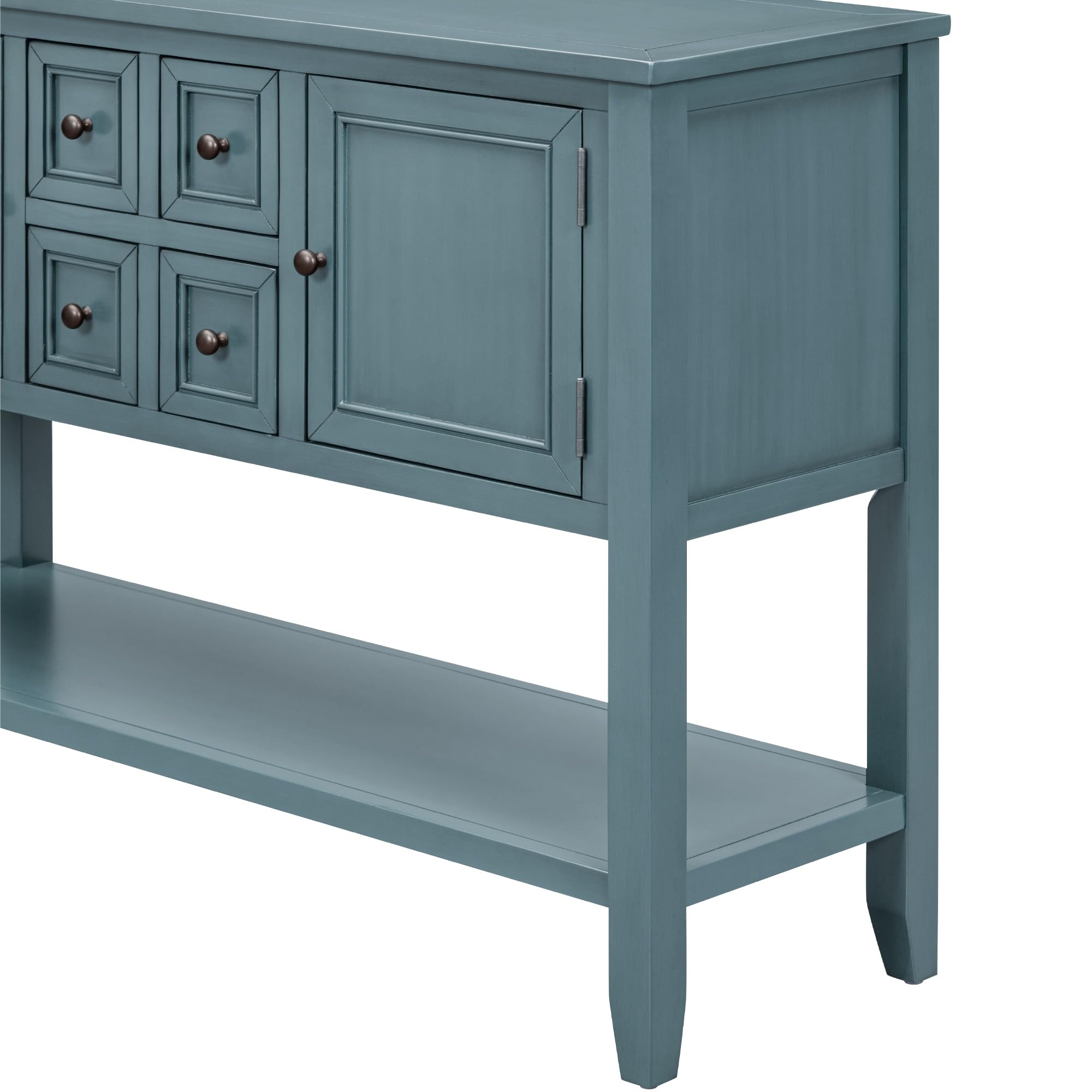 Merax Farmhouse Style Sideboard Buffet Cabinet with 4 Drawers & 2 Doors - Rustic Storage Console Table with Bottom Shelf (Dark Blue) - Perfect for Dining Room, Kitchen, or Entryway Organization
