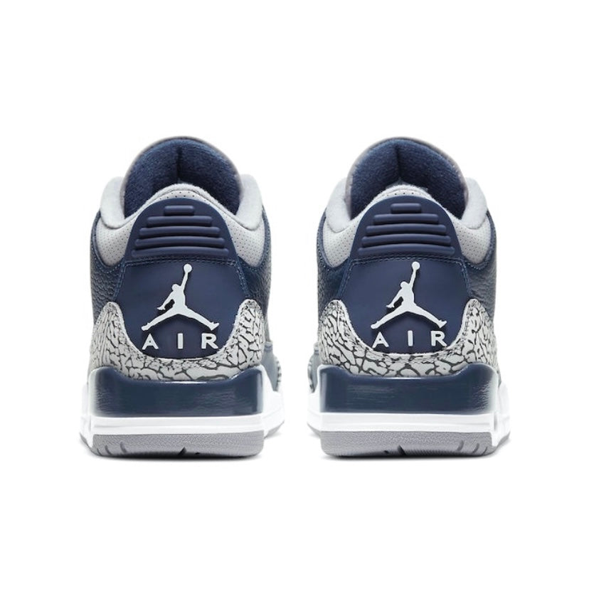 Air Jordan 3 Retro Sneakers - Georgetown Navy Grey White Basketball Shoes for Men - Perfect for Streetwear, Casual Outfits & Court Performance