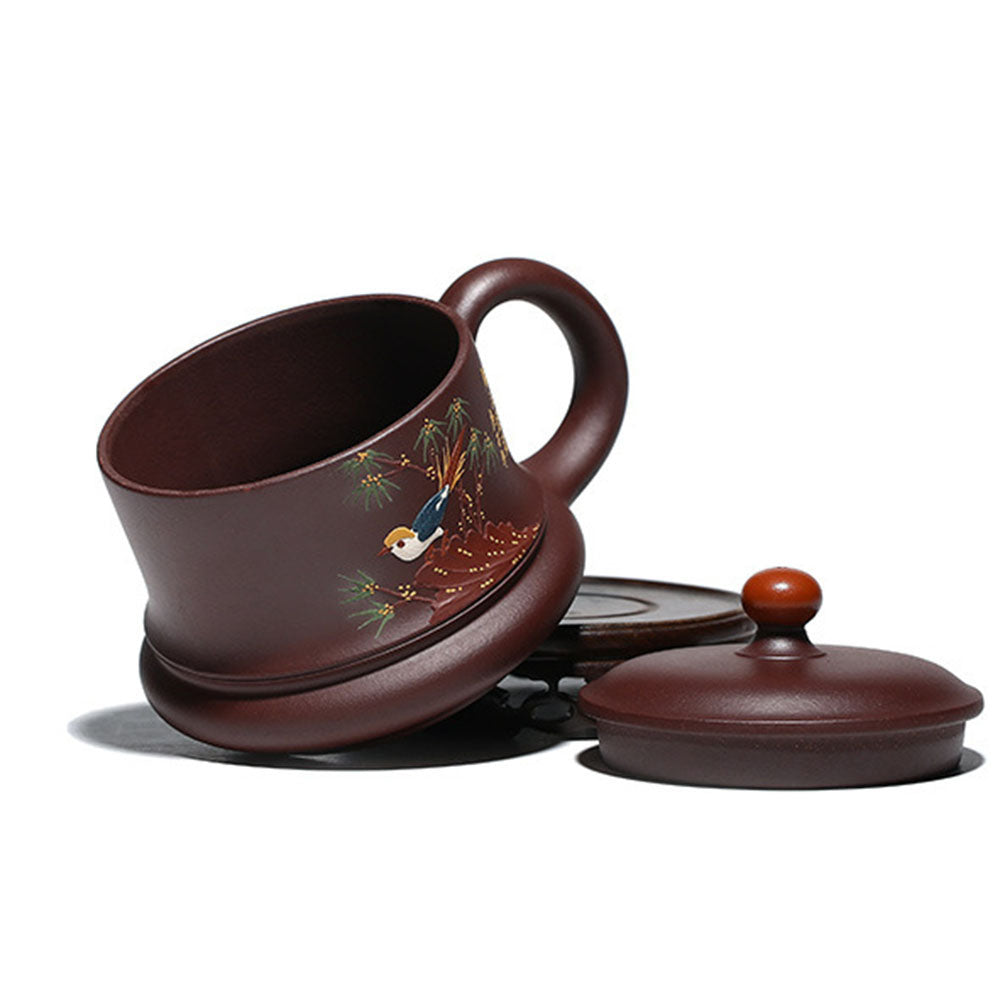 Premium Yixing Purple Clay Teacup for Birds - Handmade Chinese Ceramic Tea Cup for Tea Lovers - Perfect for Gongfu Tea Ceremony & Bird Watching Gifts