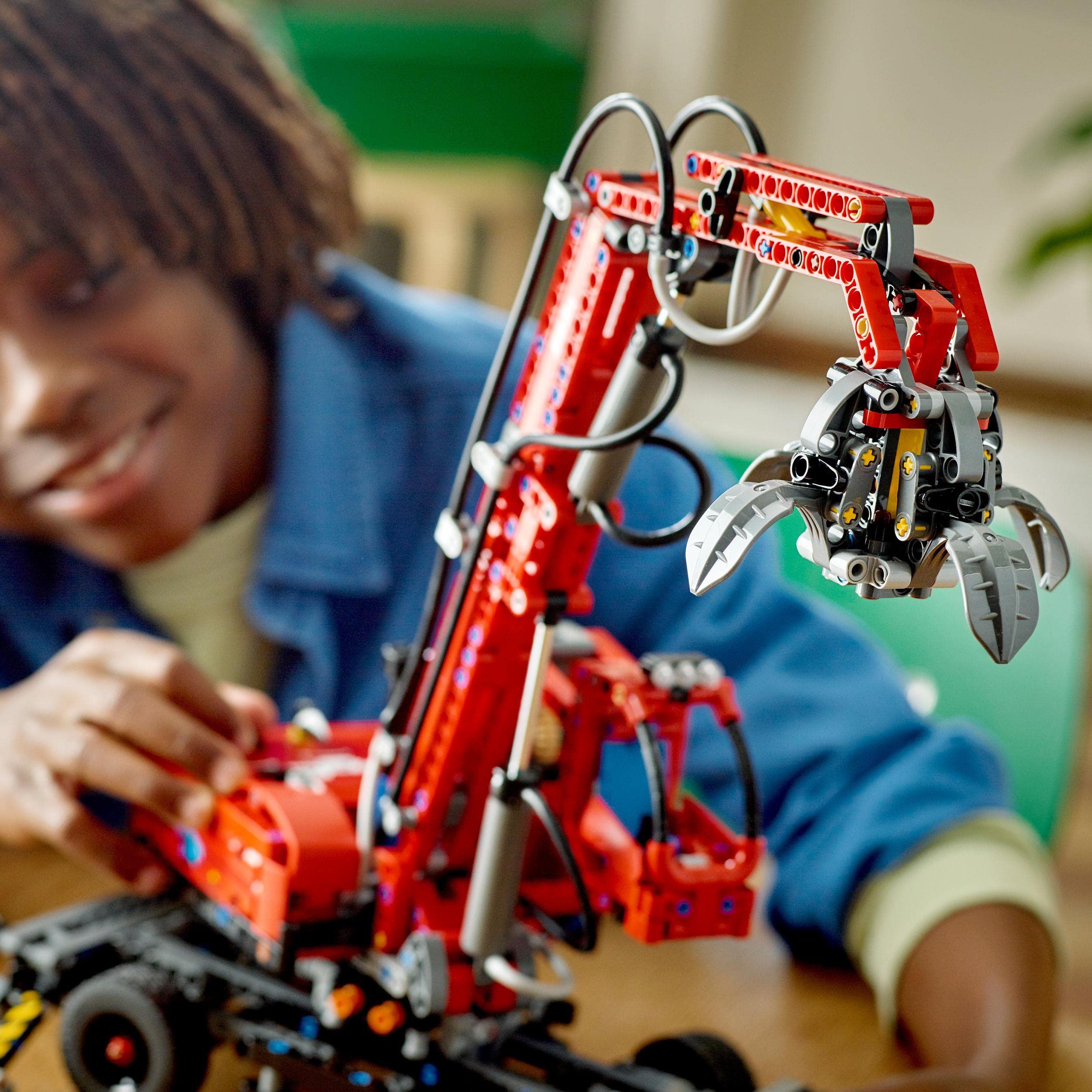 LEGO 42144 Technic Material Handler Crane: Educational Building Set, Construction Vehicle, Pneumatic Model, Stimulates Imagination, for Kids Ages 10+, Perfect Gift for Young Engineers - Great for STEM Learning, Construction Play, and Creative Building Scenes