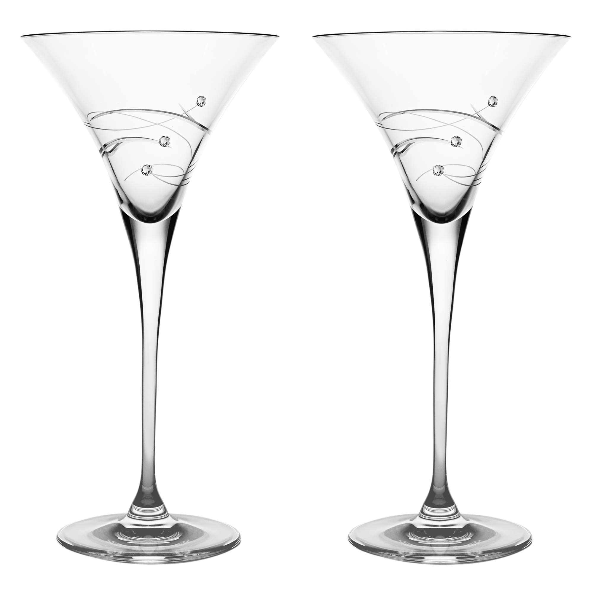 Barski Handmade Crystal Martini Glasses Set of 2 - 8.25 oz Elegant Sparkling Glassware Decorated with Real Diamonds - European Made - Perfect for Cocktail Parties, Weddings & Home Bar Decor