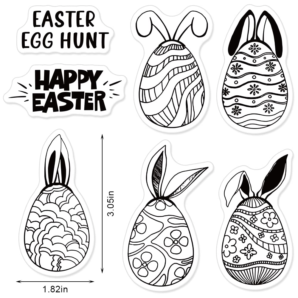 5-Piece Easter Egg Clear Stamps Set for Card Making, Scrapbooking & Paper Crafts - Happy Easter Blessing Words Transparent Rubber Stamps - Perfect for Greeting Cards, DIY Albums & Holiday Decorations