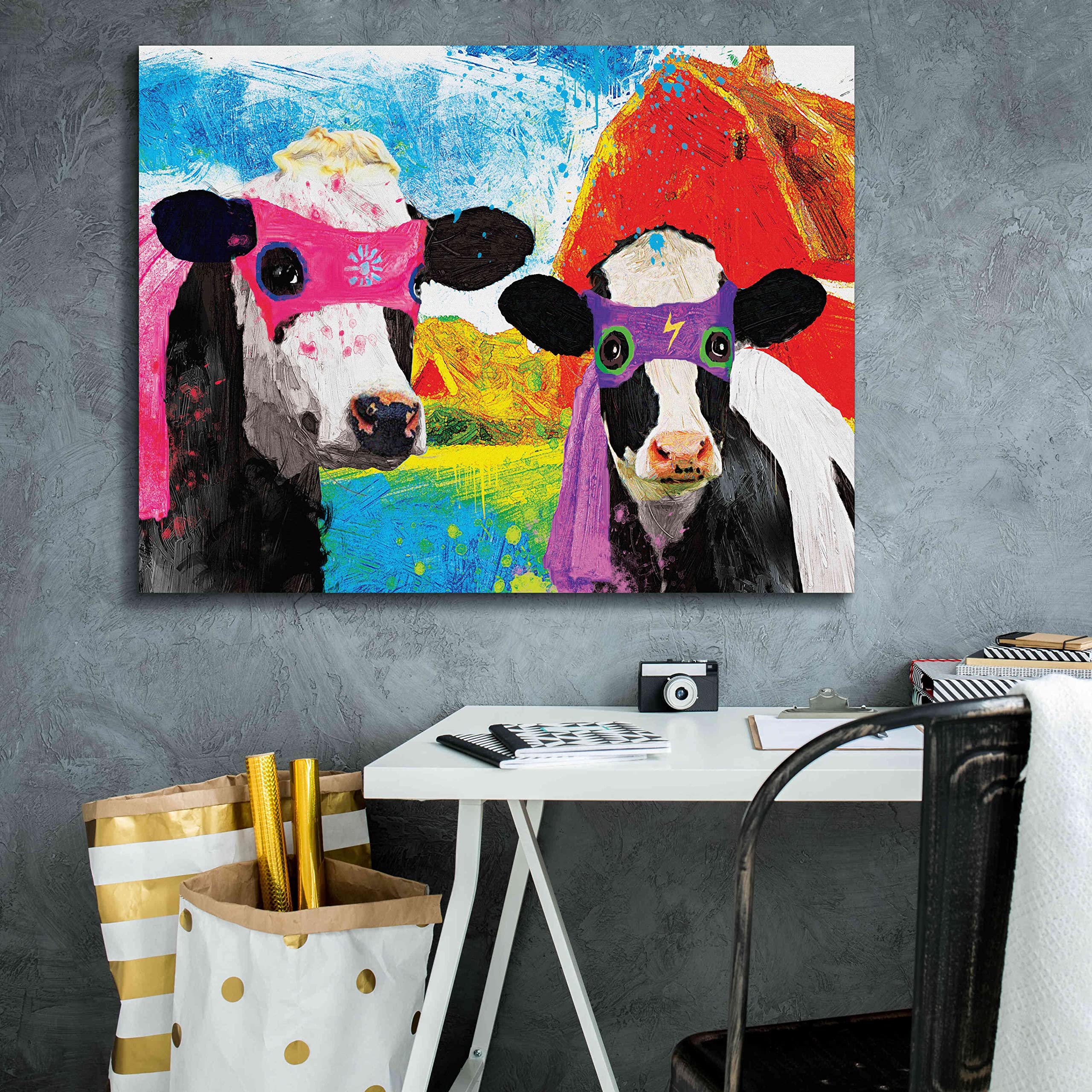 Lightning Girl and Tina by Porter Hastings - 34x26 Inch Wall Art Canvas Print for Living Room, Bedroom & Office Decor