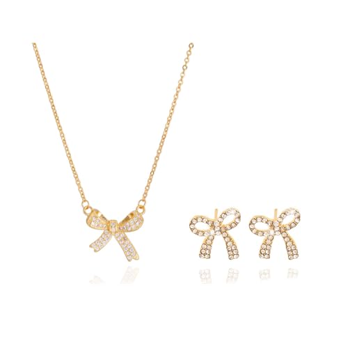 A4：gold bow jewelry set
