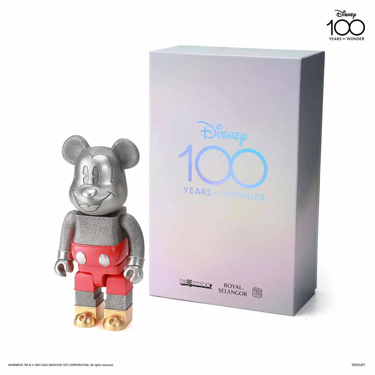 BE@RBRICK MICKEY MOUSE DISNEY 100th ANNIVERSARY X ROYAL SELANGOR Collectible Figure - Limited Edition Disney Collectors Item for Home Decor & Display