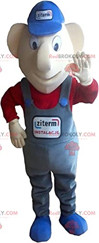 SPOTSOUND Smiling Snowman Mascot in Red Overalls - Festive Christmas Decoration for Home, Office & Holiday Parties