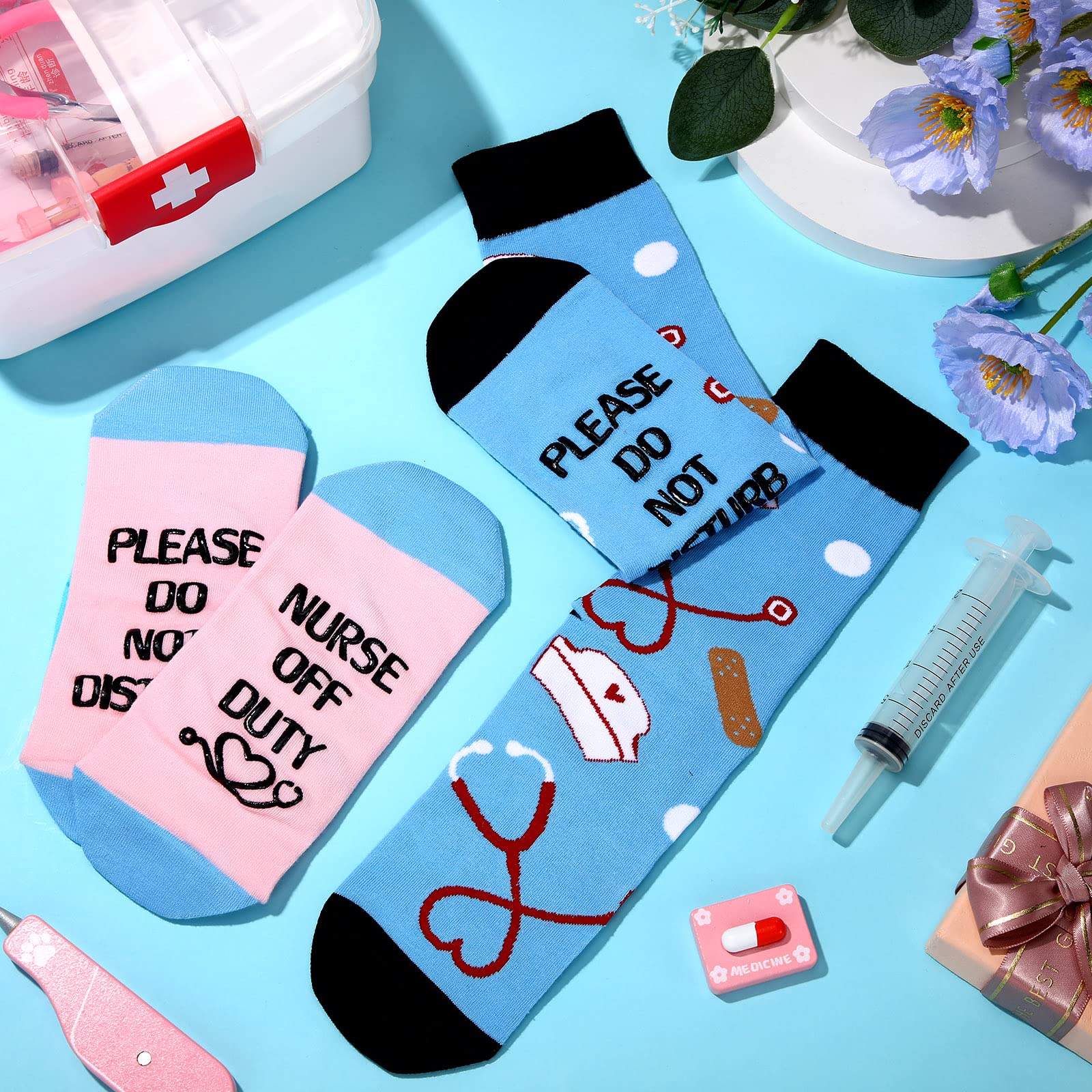 Vicenpal 2 Pairs Nurse Appreciation Gifts Socks - Comfortable Women's Nurse Off Duty Socks, Perfect Graduation Gifts for Women, Men & Girls - Ideal for Nursing Students, Healthcare Workers & Relaxing at Home