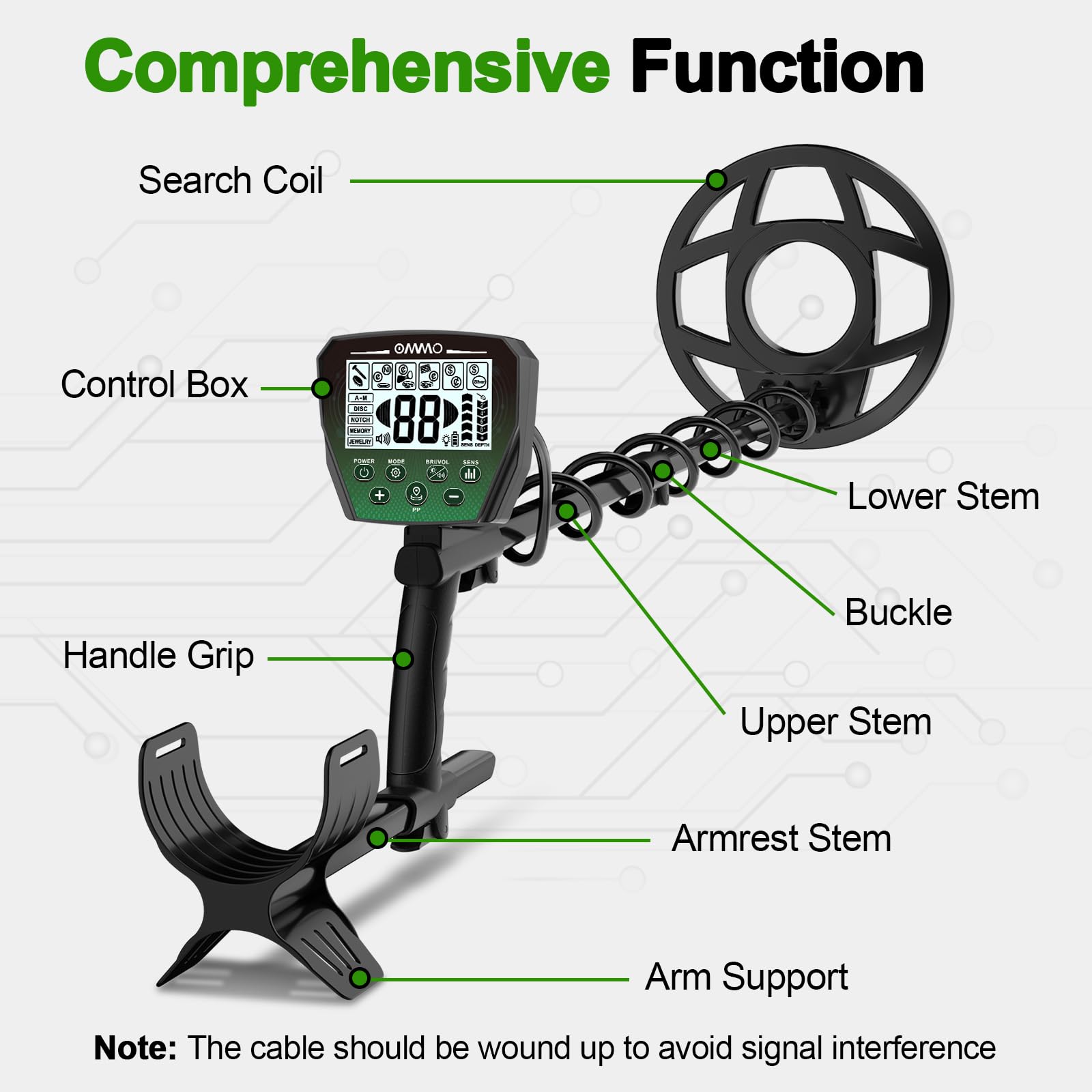 OMMO Professional Metal Detector for Adults - Adjustable Stem, 6 Detection Modes, High Accuracy Gold Detector with IP68 Waterproof Coil | Perfect for Beach Treasure Hunting, Coin Shooting & Outdoor Adventures