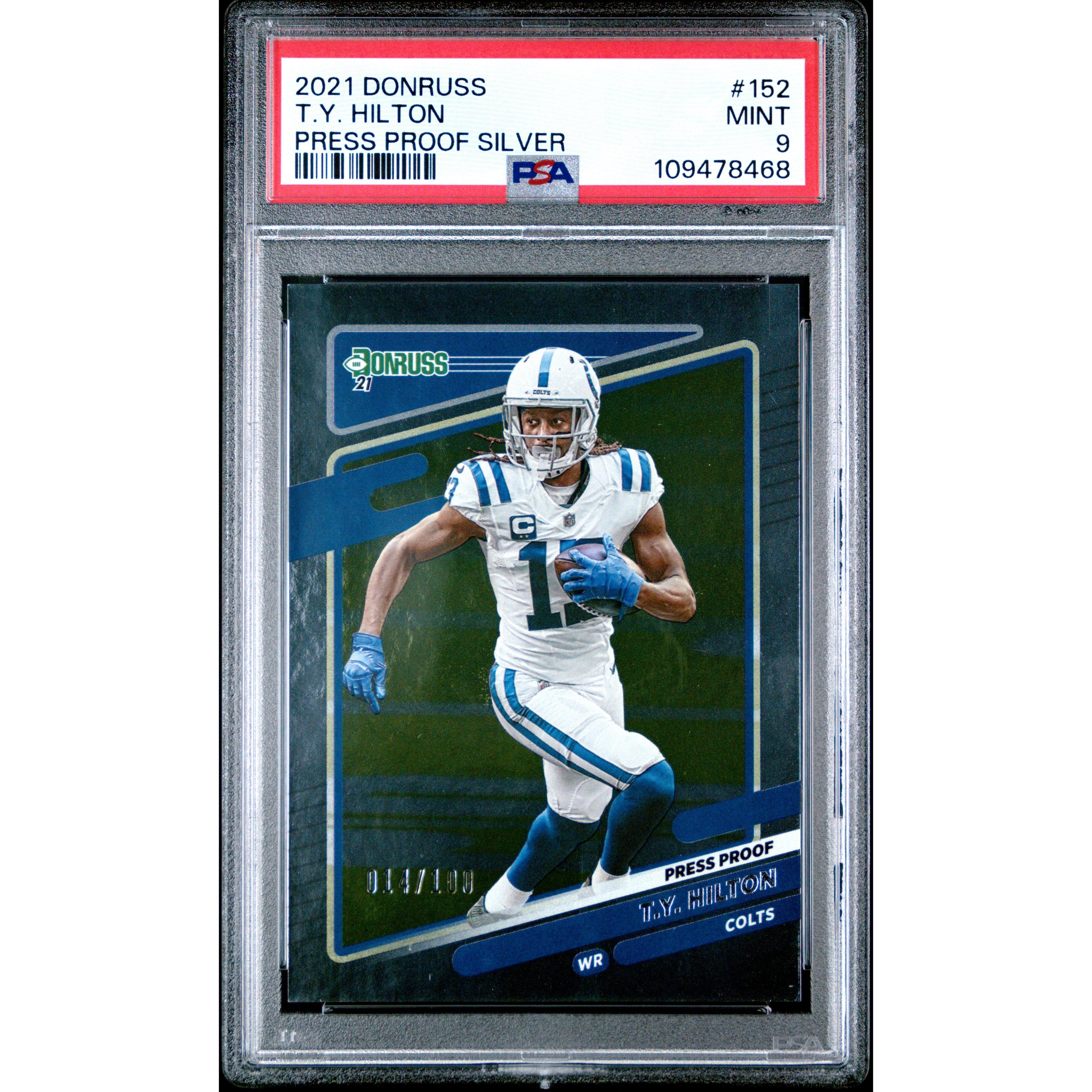 2021 Donruss Football T.Y. Hilton Press Proof Silver #152 PSA 9 Gem Mint – Rare Collectible for NFL Fans, Fantasy Sports & Memorabilia Display