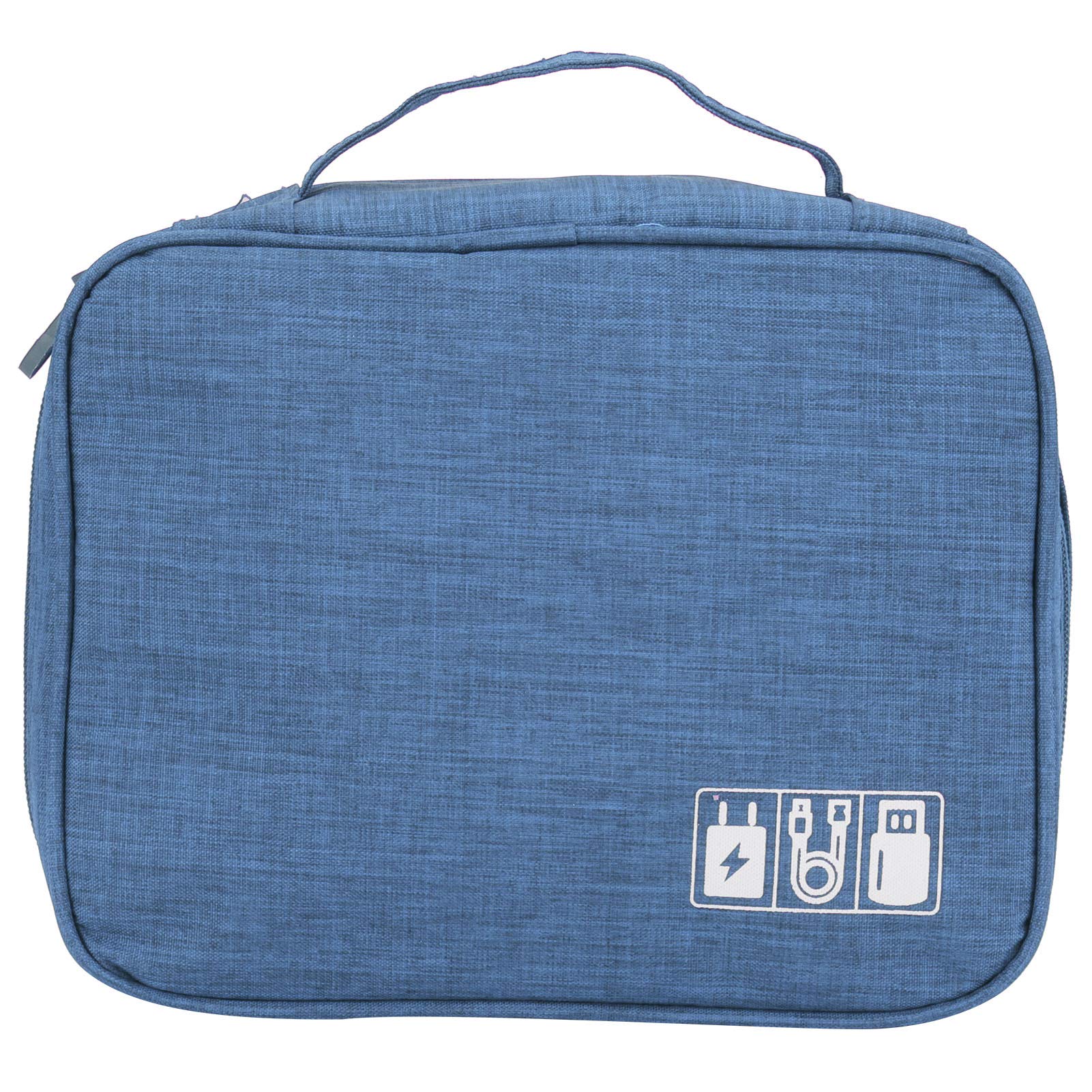 ASixxSix Cable Storage Bag - USB Drive Organizer, Multi-Function Battery & Charger Organizer with Mesh Pockets for Earphones & Cables (Blue) - Perfect for Travel, Office & Home Electronics Organization