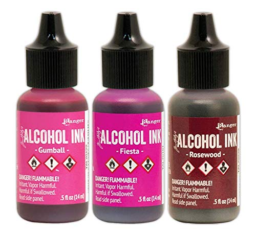 Ranger Alcohol Inks 2024 New Colors Set - Boysenberry, Cobalt, Dijon & More (15 Vibrant Shades) with Free Detail Sticks | Perfect for DIY Crafts, Mixed Media Art & Alcohol Ink Painting Techniques