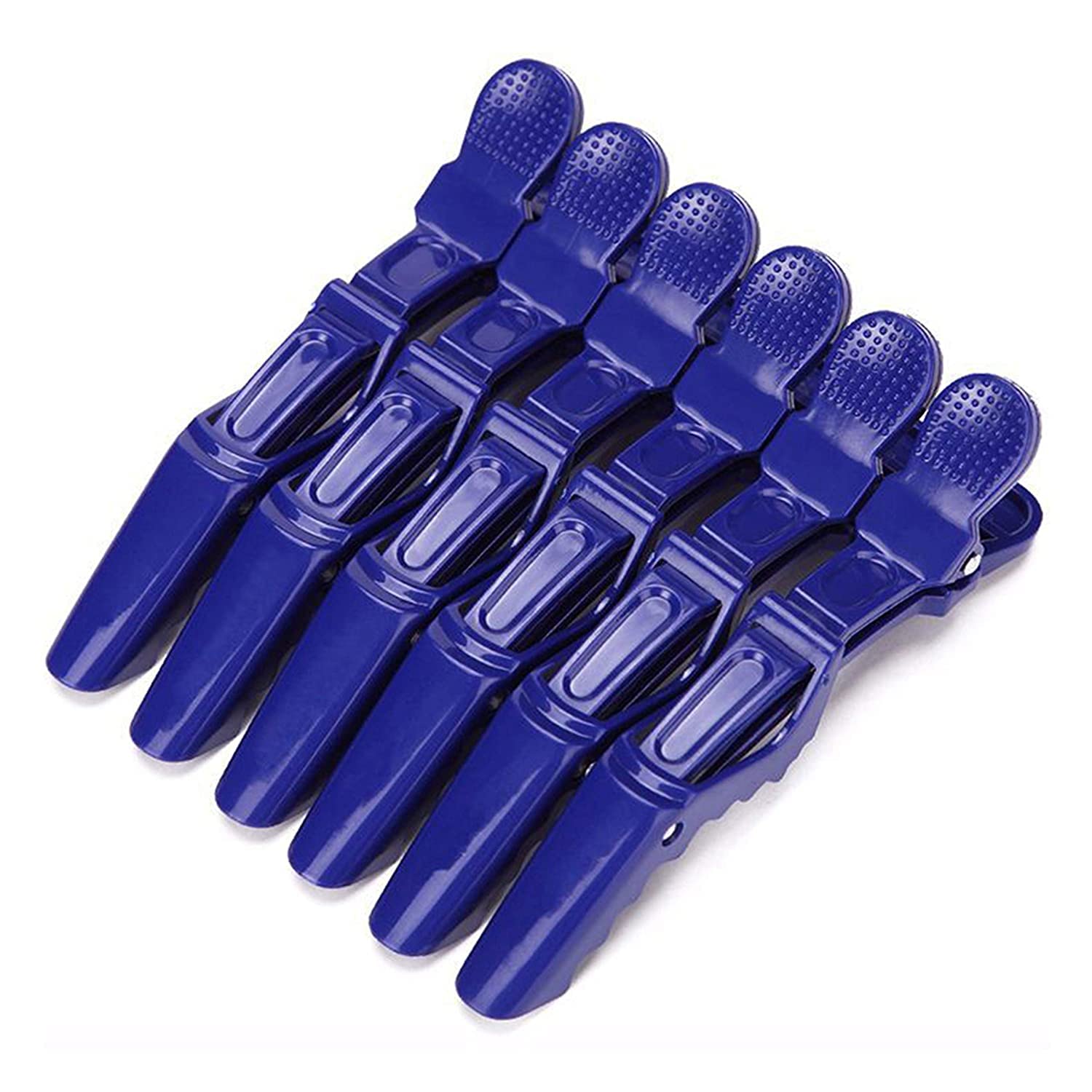 SIYAA Professional Alligator Hair Clips 6-Pack - Salon Quality Styling Clips for Hairdressing, Braiding & Extensions - Durable Plastic Gator Clips for Salon & Home Use (Blue)