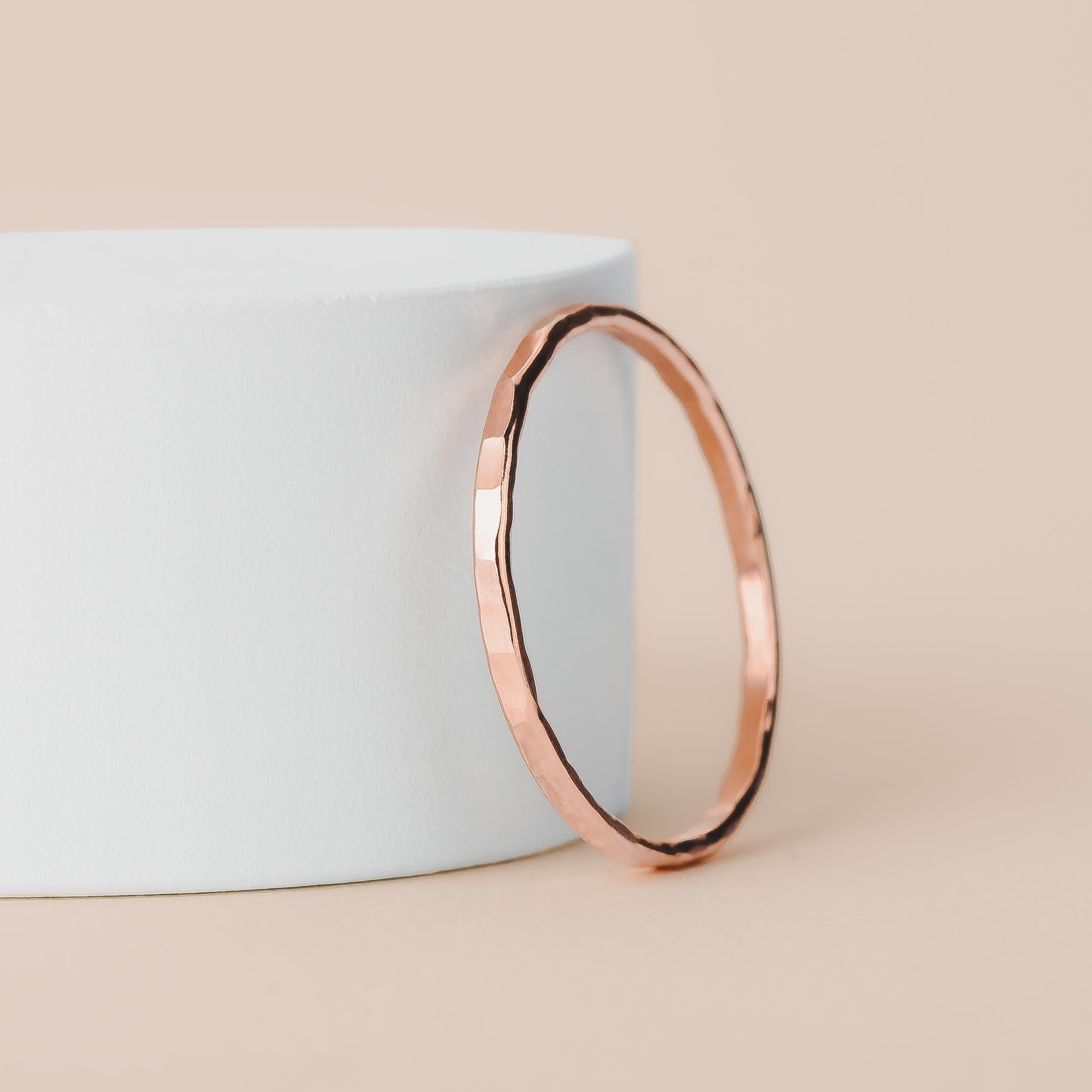 1mm Thin Hammered Texture Stacking Rings Set in Sterling Silver, 14K Gold or Rose Gold Fill - Comfort Fit Wedding Band, Minimalist Jewelry for Women - US Sizes 4-12 - Perfect for Everyday Wear, Layering & Gift Giving