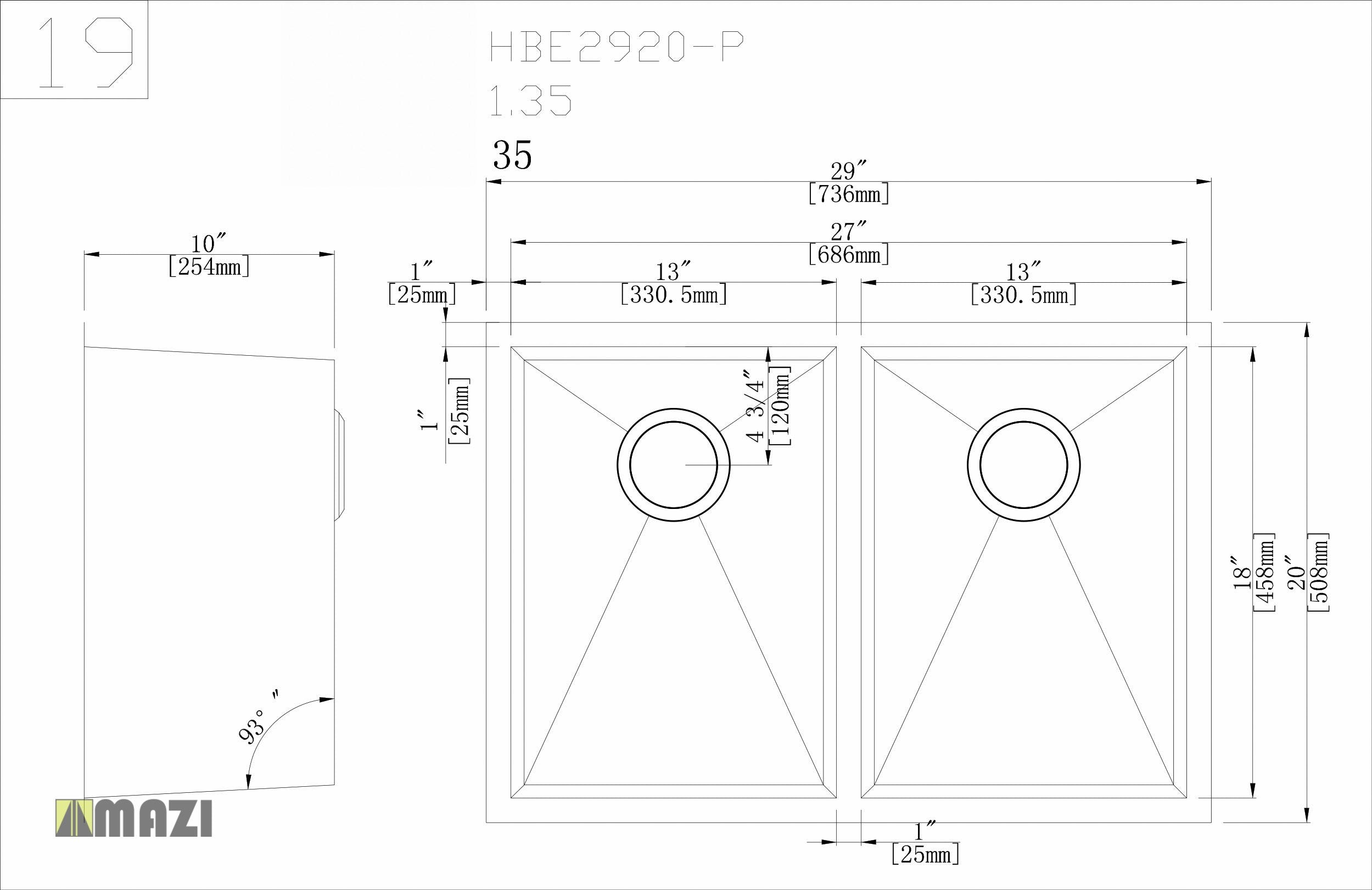 Premium Stainless Steel Handmade Kitchen Sink HBE2920 - Durable 16 Gauge Undermount Sink for Modern Kitchens | Perfect for Cooking, Washing Dishes & Food Prep