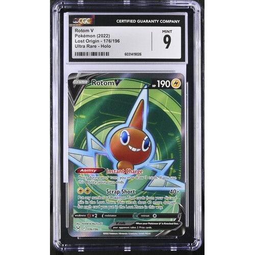 2022 Pokemon Lost Origin Rotom V 176/196 CGC 9 Graded Card - Collectible Trading Card for Battles, Gaming & Display