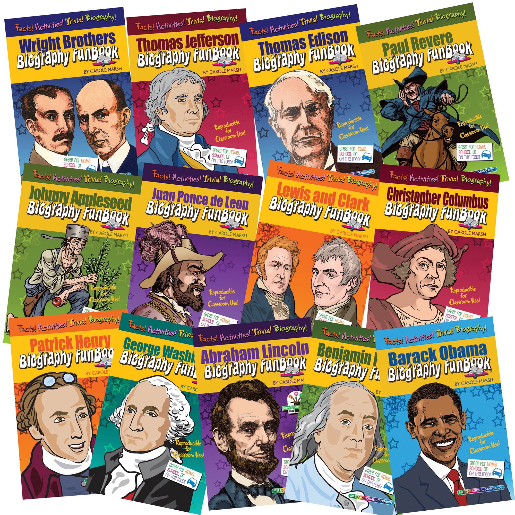 Gallopade Presidents, Explorers & Inventions Book Set - 13 Educational History Books for Kids | Perfect for Homeschooling, Classroom Learning & American History Enthusiasts