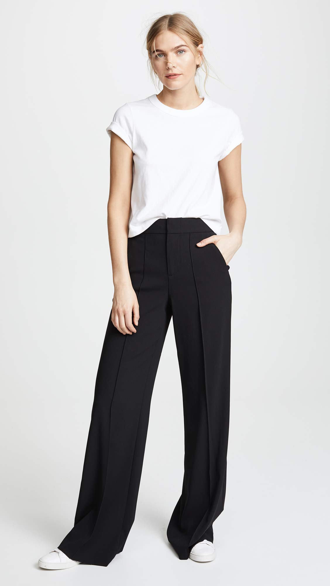 Alice + Olivia Women's Dylan High Waisted Leg Pants - Slim Fit Trousers for Work, Office & Business Casual Outfits | Comfortable Stretch Fabric for All-Day Wear