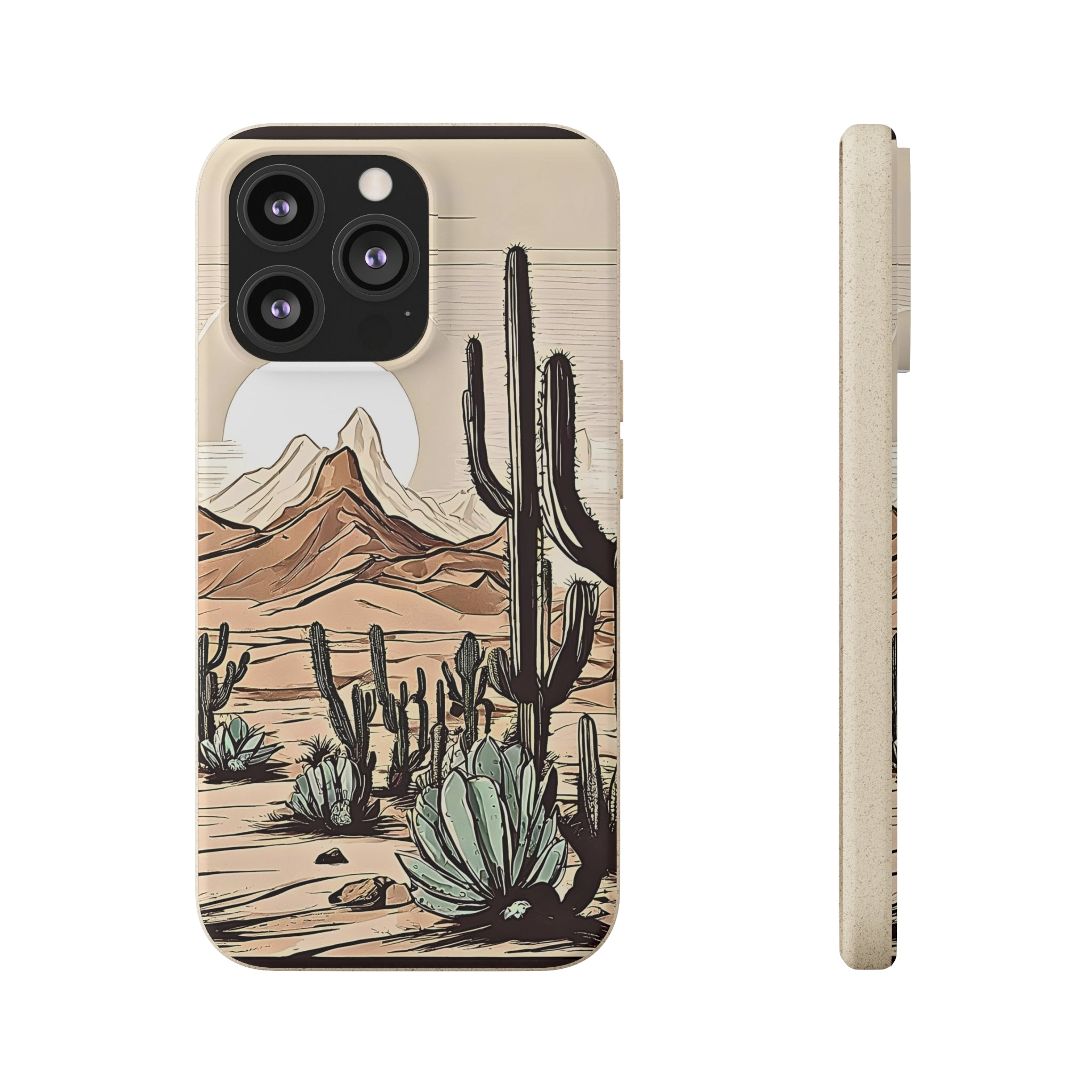 Eco-Friendly Biodegradable Phone Case with Rustic Desert & Cactus Print - Compatible with iPhone & Samsung | Sustainable Joshua Tree Design | Perfect Gift for Nature Lovers & Arizona Travelers