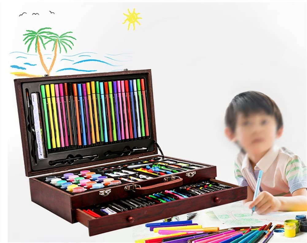130-Piece Deluxe Wooden Art Painting and Drawing Set - Complete Art Supplies Kit for Kids & Adults - Perfect for Sketching, Watercolor, Oil Painting & DIY Crafts