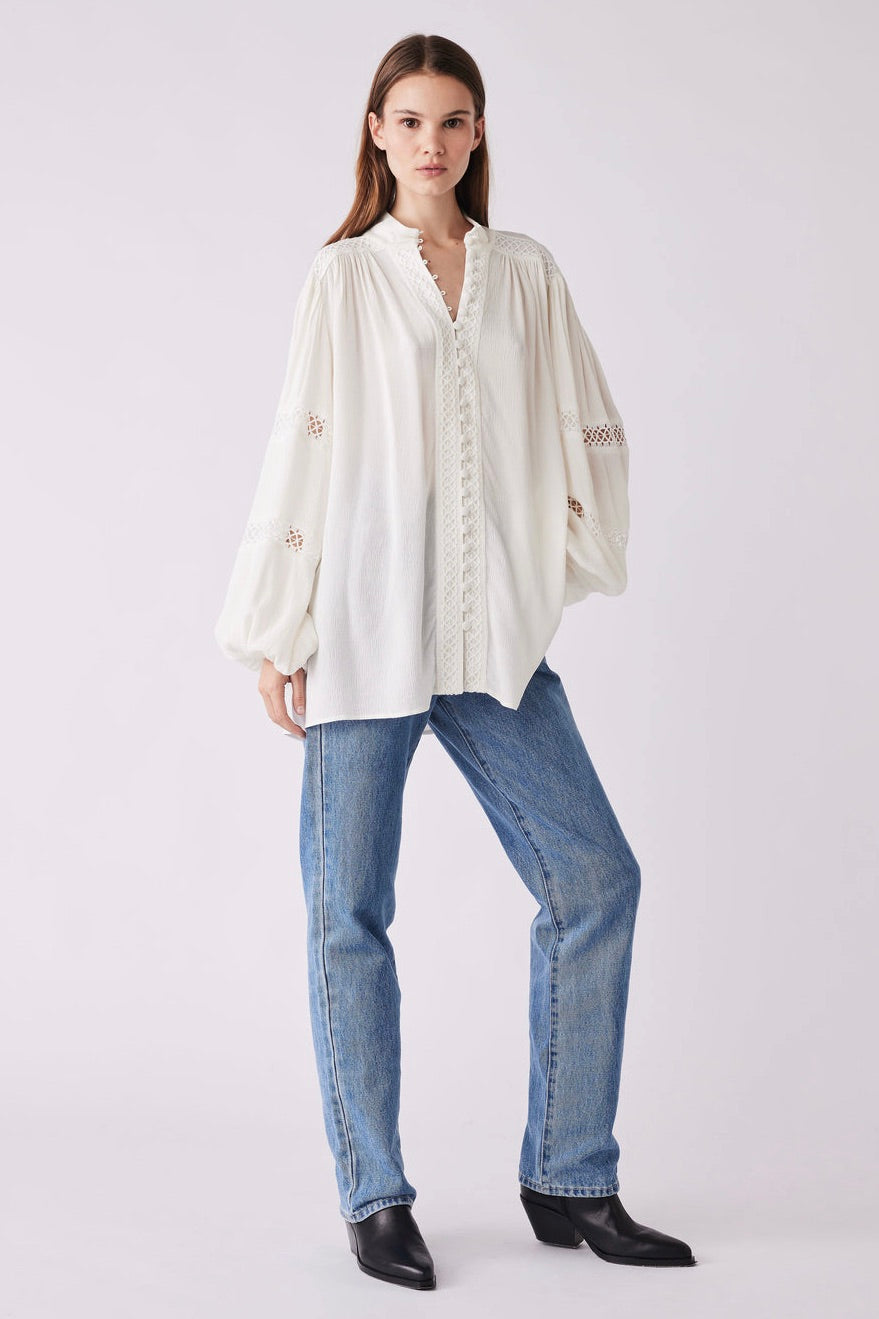 Elegant Harp Ivory Front Button Blouse for Women - Perfect for Office Wear, Business Meetings & Formal Occasions