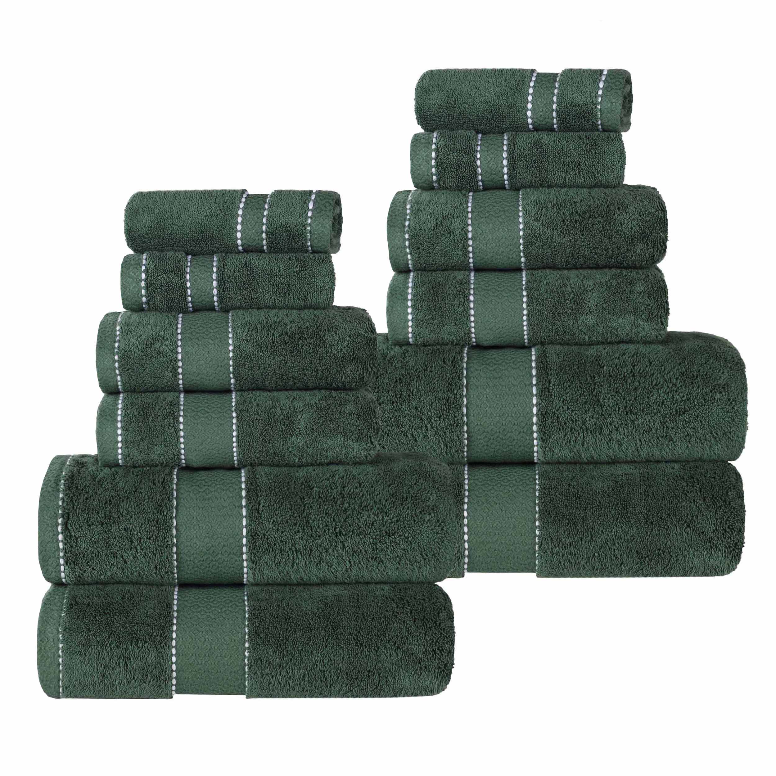 Premium 12-Piece Giza Cotton Dobby Towel Set - Ultra Absorbent Egyptian Cotton Bath Towels for Spa, Hotel & Luxury Home Use