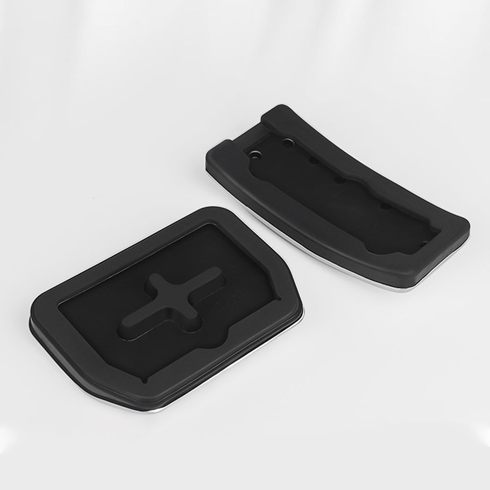EVBASE Non-Slip Brake Pedal Covers for Tesla Model 3 & Y - Silver Aluminum Alloy Anti-Slip Foot Pedals | Tesla Accessories | Perfect for Driving Safety & Interior Customization