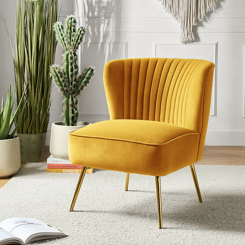 Lola Velvet Side Chair - Modern Upholstered Accent Chair for Living Room, Bedroom & Office - Soft Velvet Fabric with Sturdy Wooden Legs - Perfect for Dining, Lounge & Home Decor