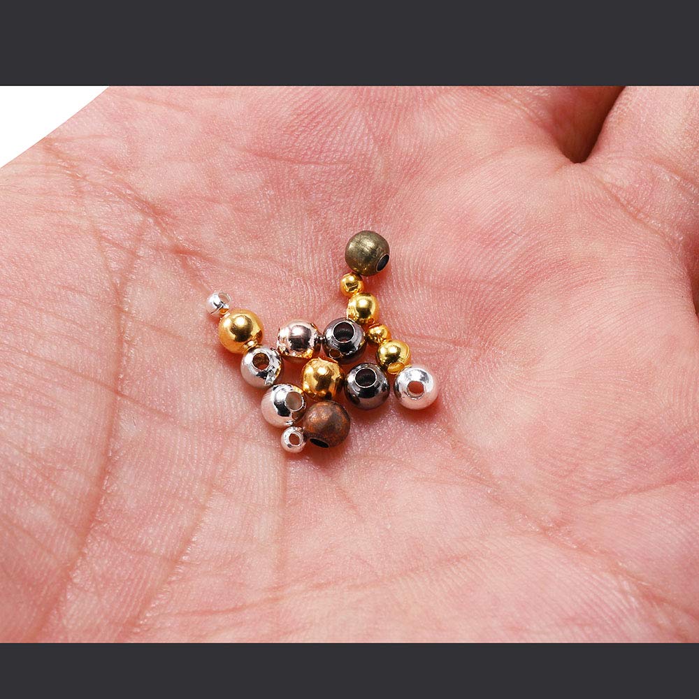200pcs 4mm Gun Black Round Spacer Beads - Smooth Ball End Seed Metal Beads for Jewelry Making, DIY Crafts, Bracelets & Necklaces - Jewelry Findings & Accessories Supplies (Gun Black, 4mm/0.16inch) - Perfect for Beading, Charms & Handmade Jewelry Designs
