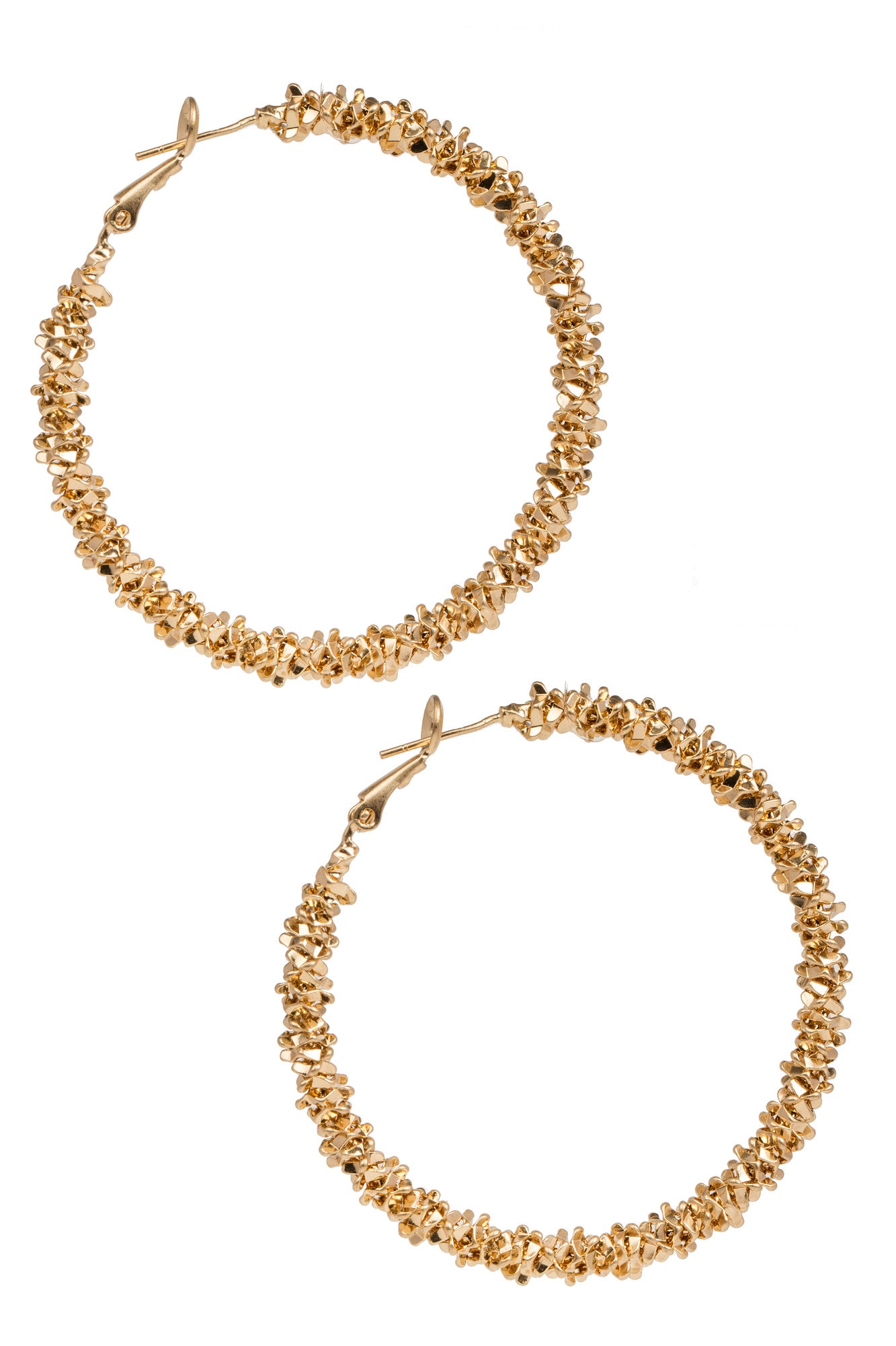 Gold Textured Hoop Earrings for Women - Elegant 14K Gold Plated Statement Earrings for Everyday Wear & Special Occasions