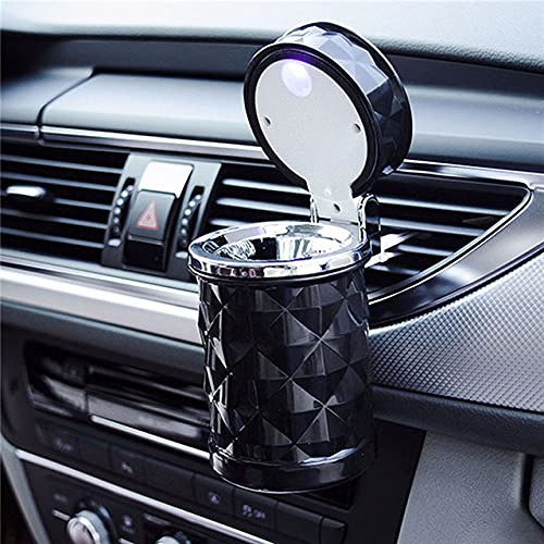 Universal Car Ashtray with LED Light - Portable Cigarette Holder & Car Accessories for Stylish Interior (Black) | Perfect for Road Trips, Night Driving & Car Organization