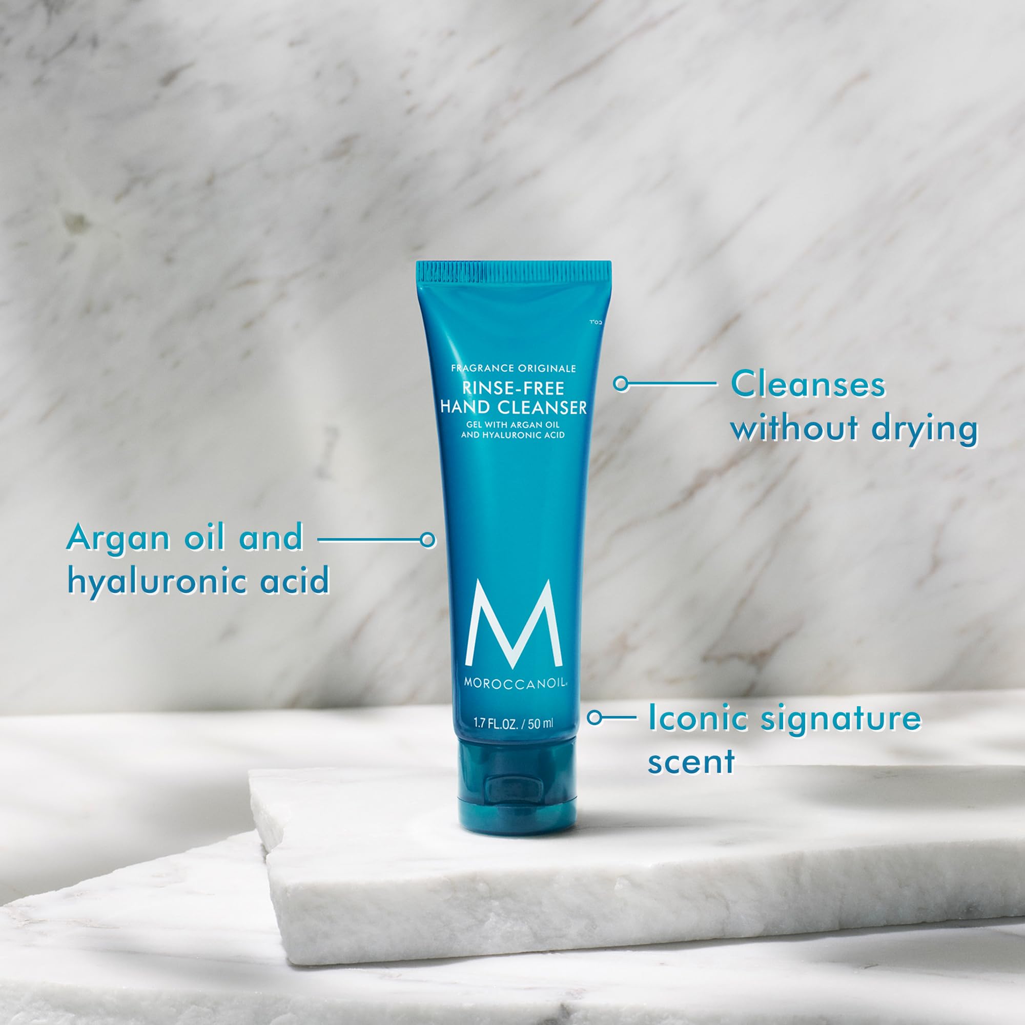 Moroccanoil Rinse-Free Hand Cleanser with Hyaluronic Acid - Hydrating & Sanitizing Hand Wash for Travel, Office & On-The-Go Use