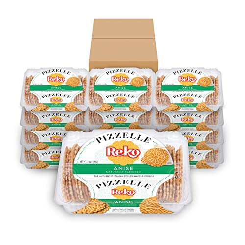 Authentic Italian Reko Pizzelle Waffle Cookies - Anise Flavor, 7oz (12 Pack) | Traditional Holiday Treats, Perfect for Christmas Gifts & Coffee Pairing