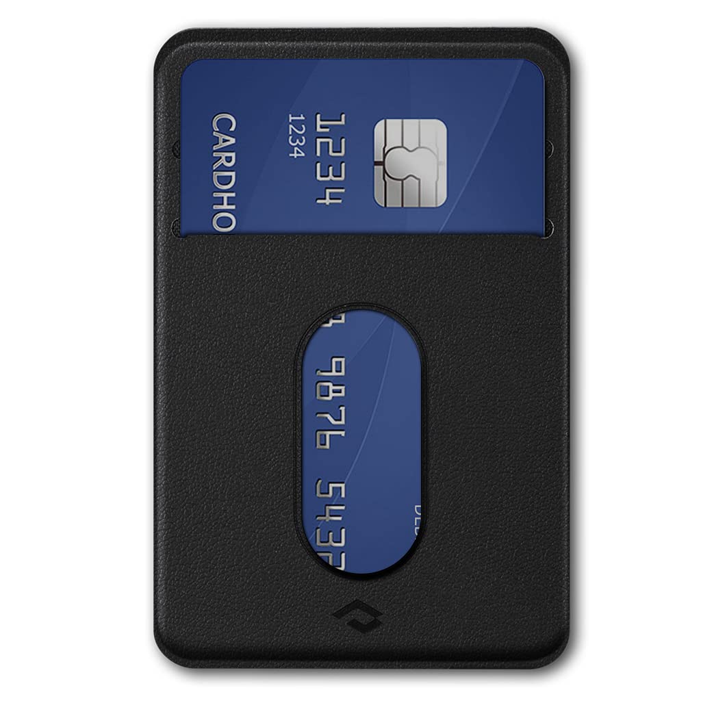 PITAKA MagEZ Card Sleeve 3.0 - Magnetic Stick-on Wallet for iPhone 16/15/14/13 & Galaxy S24/S23/S22 - Slim PU Leather Credit Card Holder with Magsafe Compatibility - Perfect for Business Cards, ID, and Contactless Payments (Black)