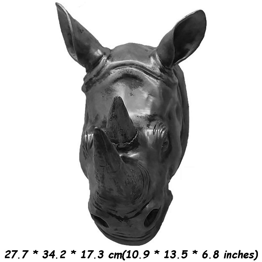 Creative Silver Rhino Head Wall Sculpture - 27.7x34.2x17.3cm Animal Wall Art for Living Room, Porch & Corridor Decor | Unique Home & Office Decoration