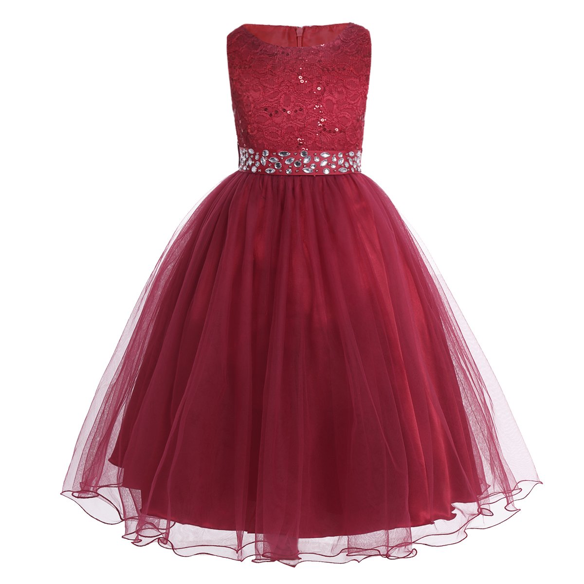 YiZYiF Girls Lace Sequined Flower Girl Dress for Weddings, Bridesmaid, Birthday Parties & Special Occasions - Perfect for Formal Events, Pageants & Holiday Celebrations