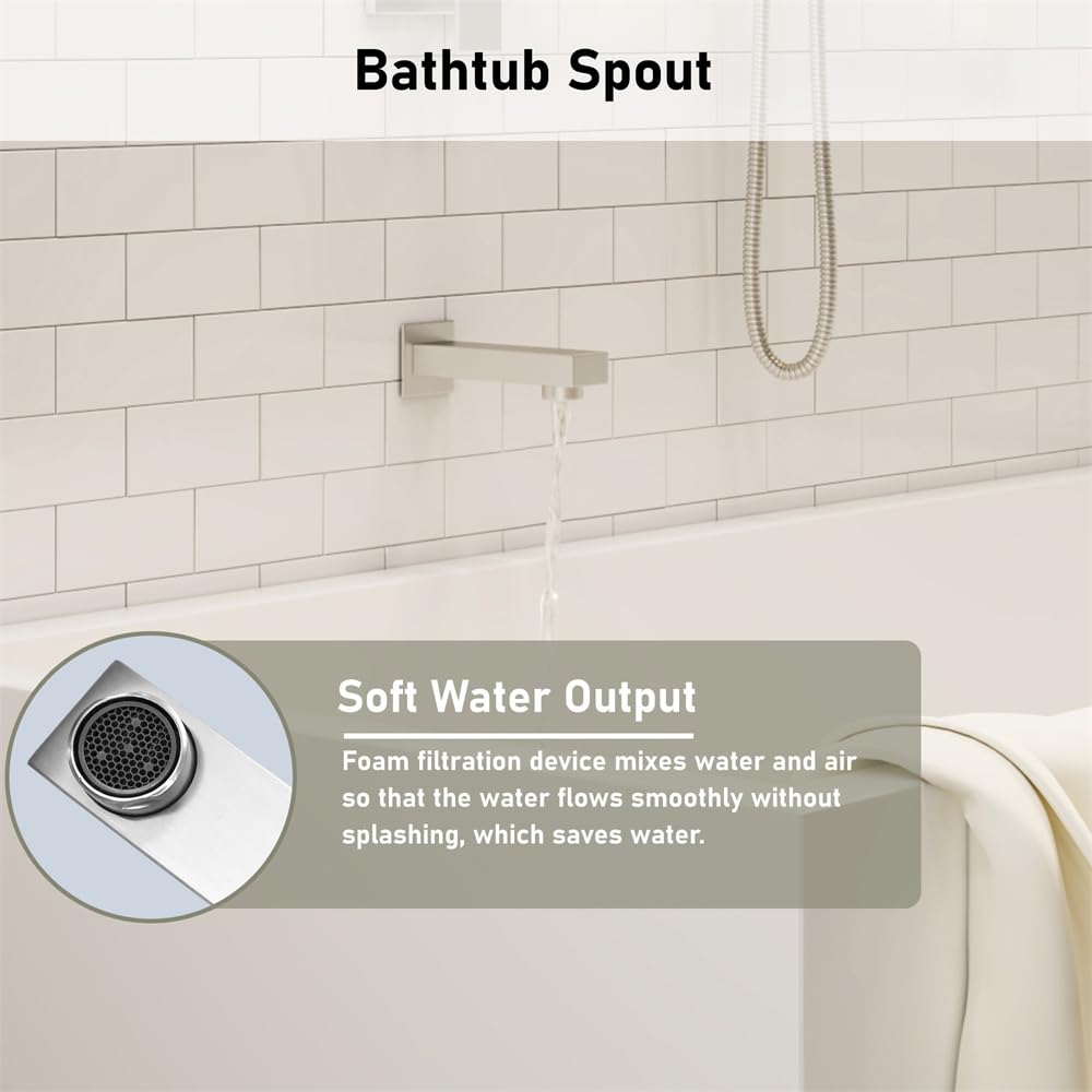 Premium 12 Inch Rainfall Shower System Set - High Pressure Matte Black Shower Head with Wall Mounted Faucet (3-Function, Brushed Nickel) for Luxury Bathroom & Spa Experience