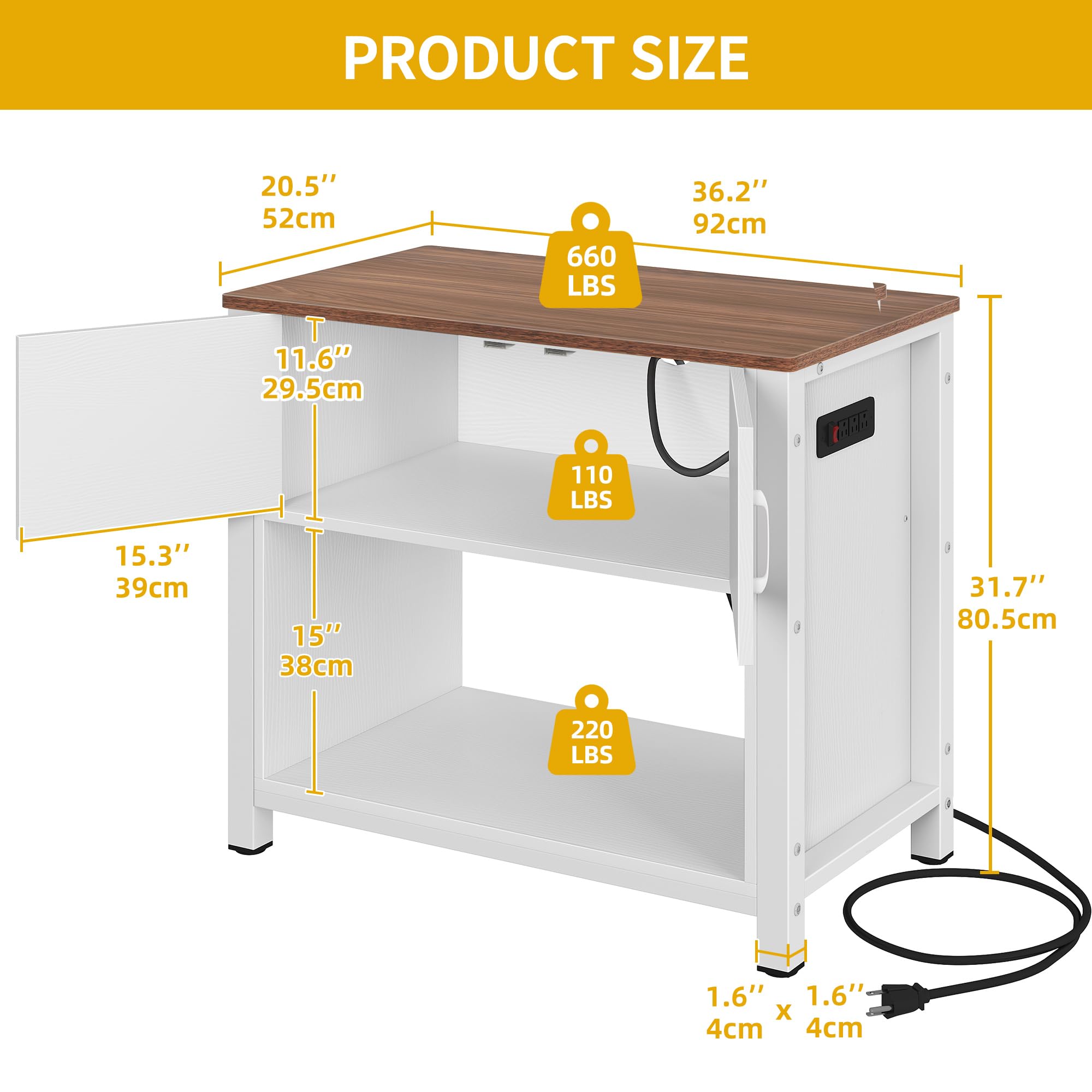 DWVO 40-50 Gallon Aquarium Stand with Power Outlets | Heavy Duty Metal Fish Tank Cabinet for Storage | 660LBS Capacity White Stand for Turtle Tank & Reptile Terrarium | Perfect for Home, Office, or Pet Store Display