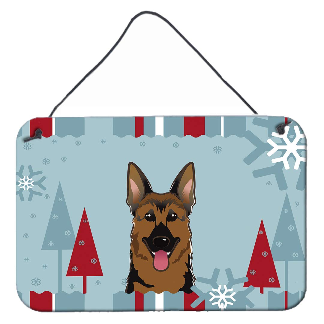 Caroline's Treasures BB1707DS812 German Shepherd Winter Holiday Metal Wall Decor - 8x12 Inch Aluminum Sign for Kitchen, Bar, Bathroom & Home - Perfect for Christmas & Seasonal Home Decoration