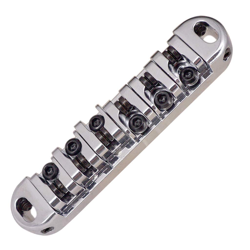 6 String Guitar Roller Saddle Tailpiece Bridge for LP Style Electric Guitar - Silver Replacement Part | Perfect for Tuning Stability & Sustain | Stage & Studio Use