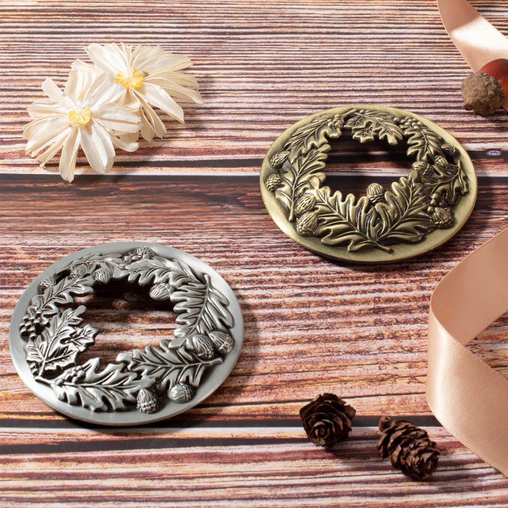 2 Pack Candle Topper Leaf Pine Jar Lid Shade Sleeves - Antique Bronze & Silver 3.19