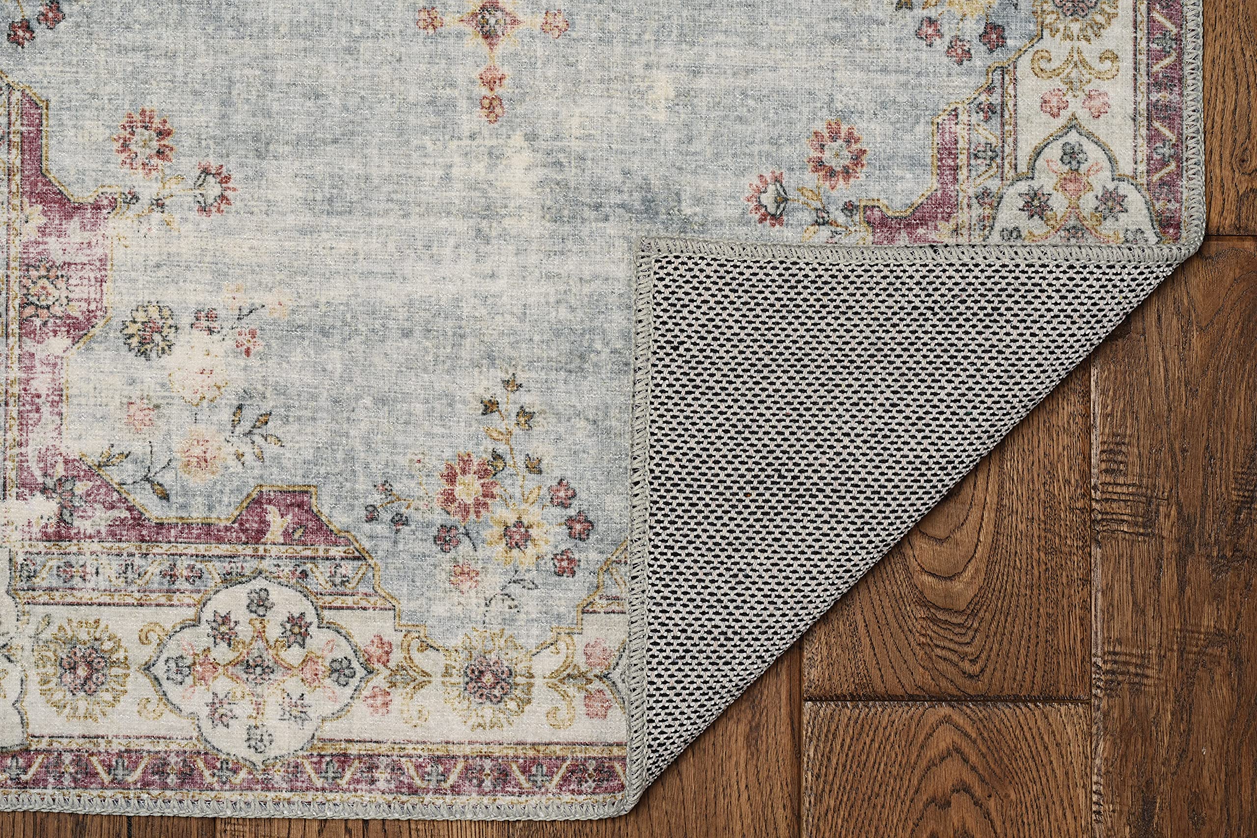 Linon The Anywhere Washable Rug - Barton Pale Blue/Ivory 2' X 8' Runner Rug - Machine Washable Non-Slip Carpet for Hallway, Kitchen, Entryway, Bedroom & Dorm Decor