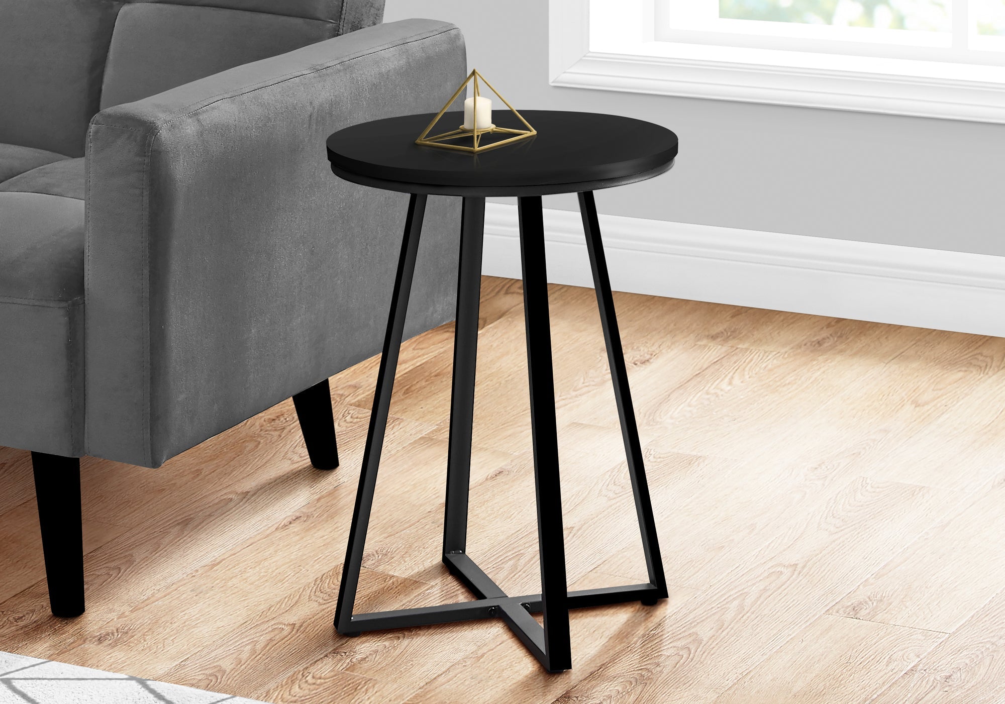 Modern Accent Table 22 Inches Height - Black Finish with Sturdy Metal Frame - Perfect for Living Room, Bedroom, or Office Decor