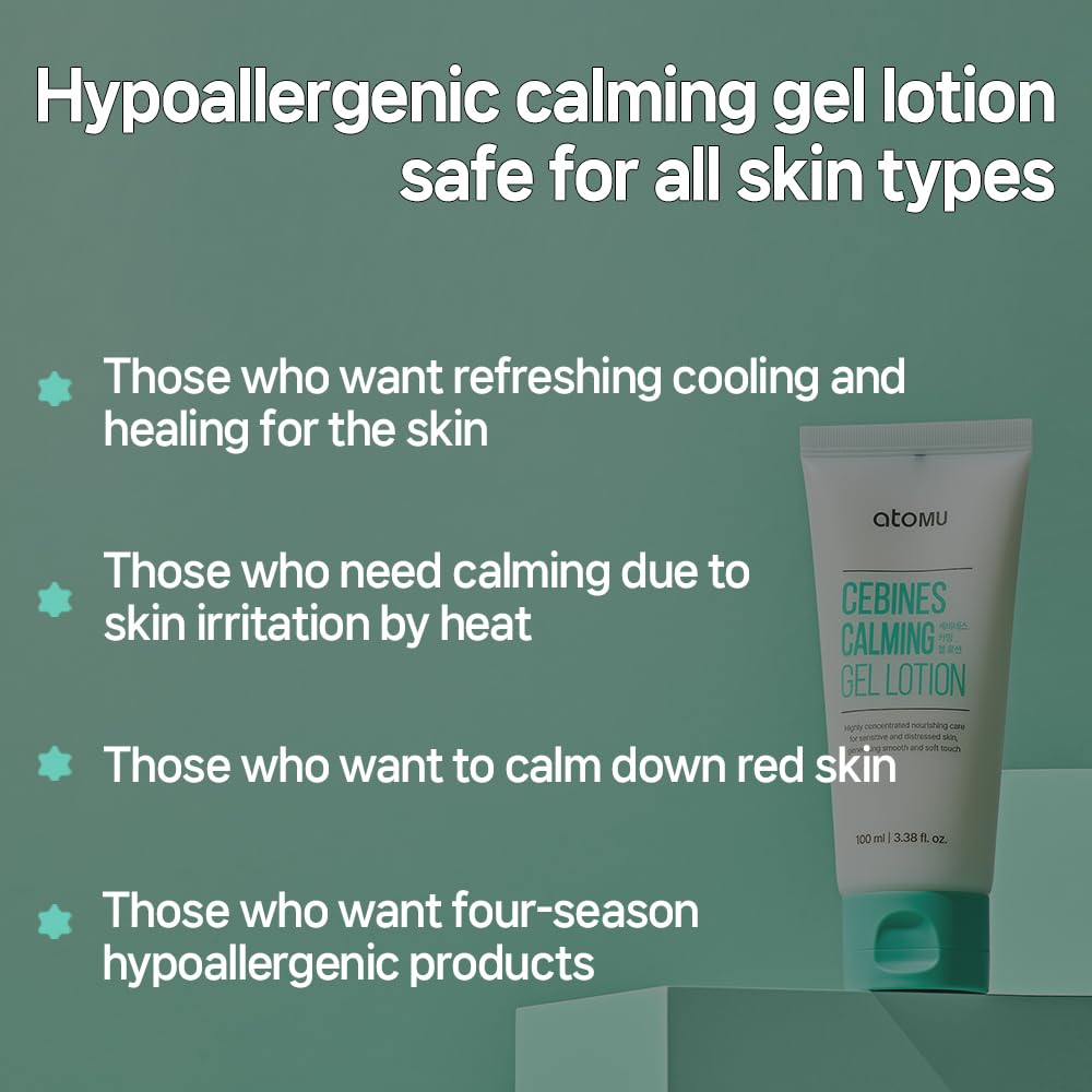 Atomu Cebines Calming Gel Lotion - Soothing Korean Skincare for Sensitive Skin | Redness Relief & Cooling Care