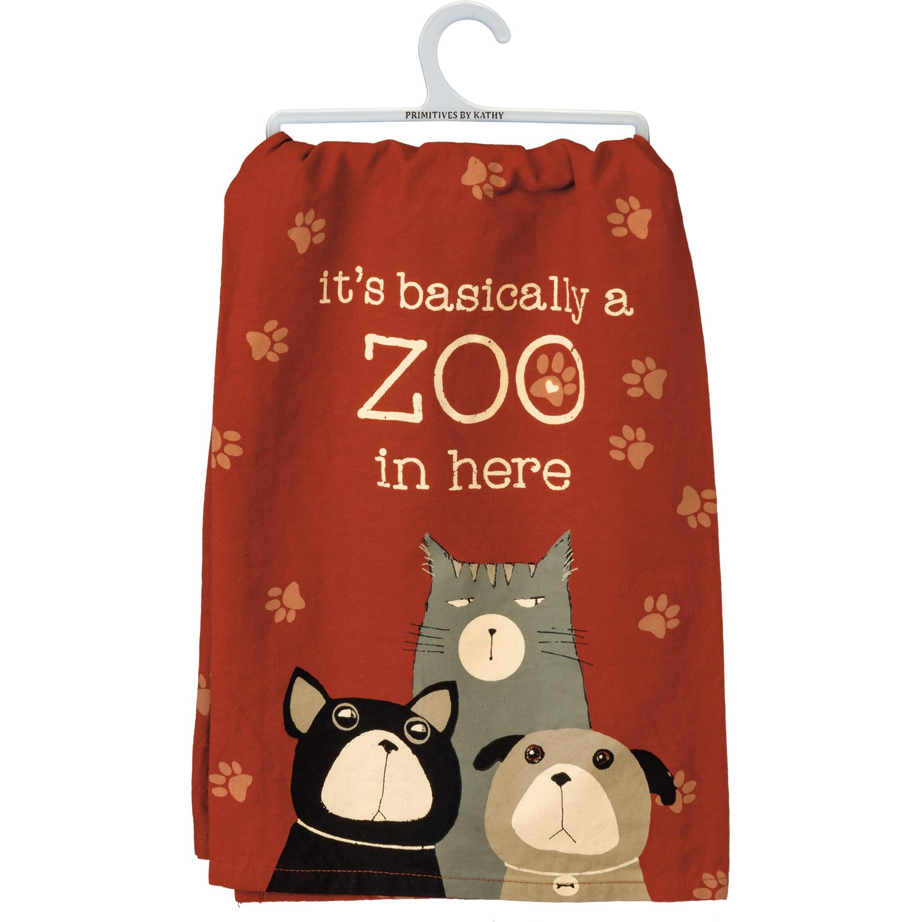 Primitives by Kathy Decorative Kitchen Towel - It's Basically A Zoo in Here | Cute Animal Print Dish Towel for Farmhouse & Rustic Kitchen Decor | Perfect for Cooking, Baking & Holiday Gifting