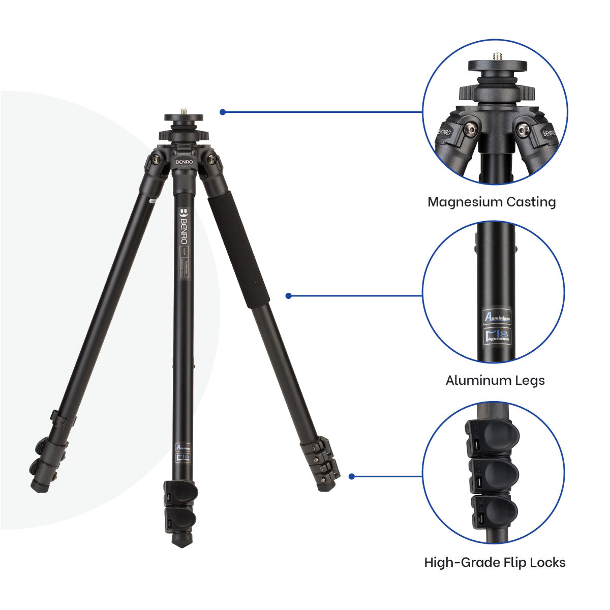 Benro TAD27A Adventure AL Series 2 Aluminum Tripod - Lightweight & Durable Travel Tripod for DSLR Cameras | Perfect for Outdoor Photography, Hiking & Travel Adventures
