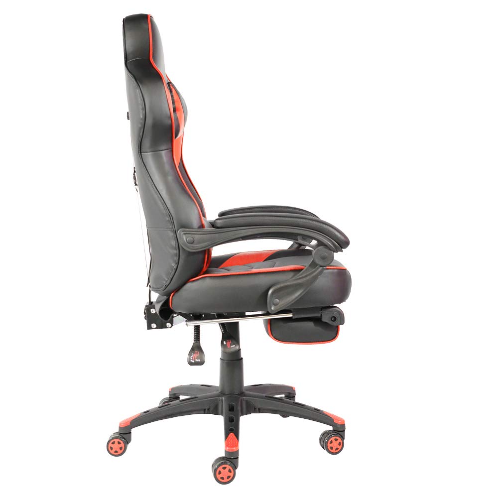 Goujxcy Racing Gaming Chair - Ergonomic High-Back C-Type Foldable Nylon Footrest Computer Desk Office Chair for PC Gaming, Work & Home Use